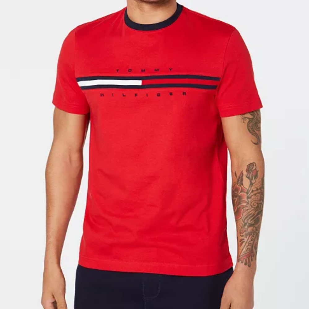 NWT TOMMY HILFIGER Men SS Crew Big Flag Core Logo T-Shirt Tee Regular Fit XS-L